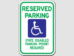Reserved Parking - State Disabled Parking Permit Required Sign